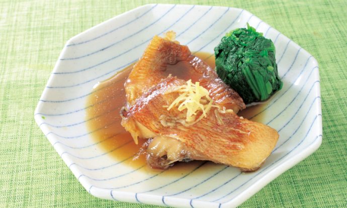 赤魚の煮付け・ほうれん草添え