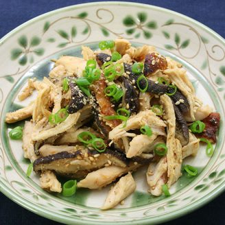 焼き椎茸と鶏ムネ肉の和え物