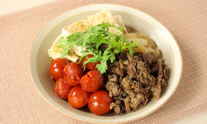 ミニトマトと牛肉の夏すき焼き